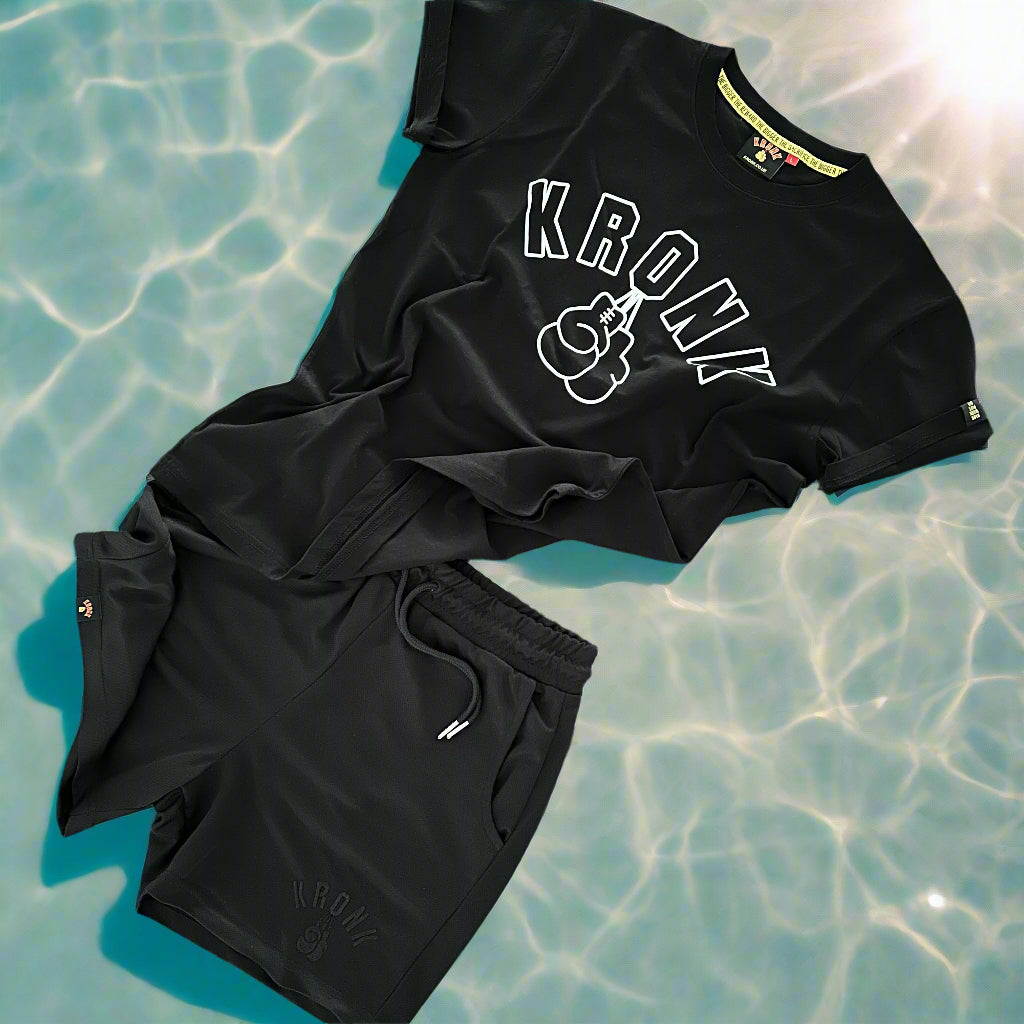 KRONK Outline Gloves Slim Fit Cotton T Shirt Black & White