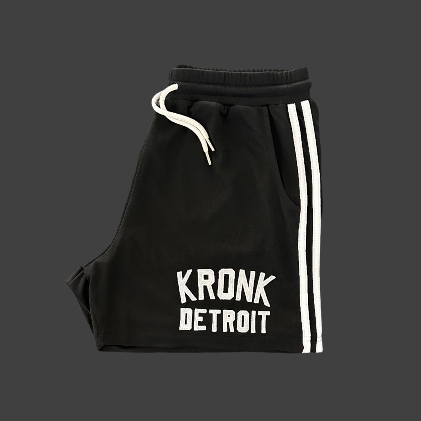 KRONK Iconic Detroit Applique Lined Shorts Black & White