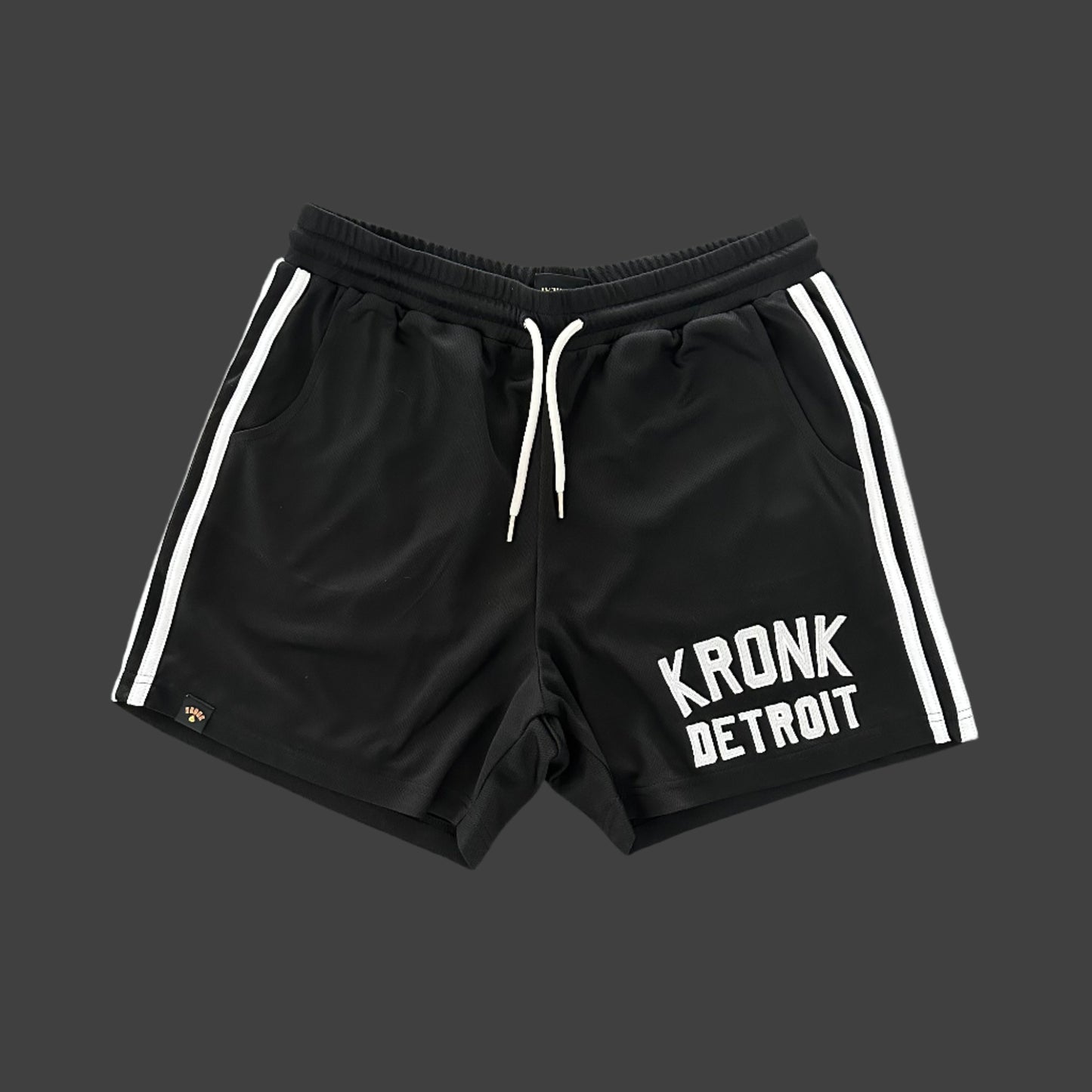 KRONK Iconic Detroit Applique Lined Shorts Black & White