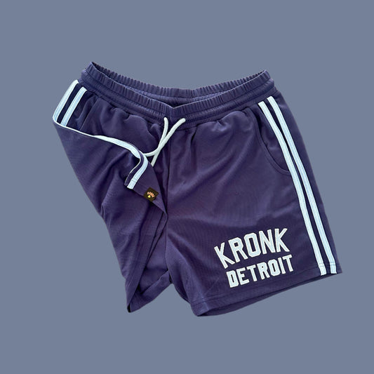 KRONK Iconic Detroit Applique Lined Shorts Navy & Sky
