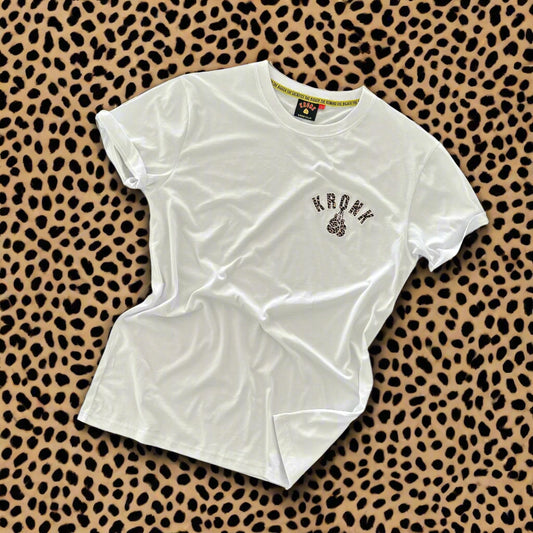 KRONK Leopard Gloves Slim Fit Cotton T Shirt White