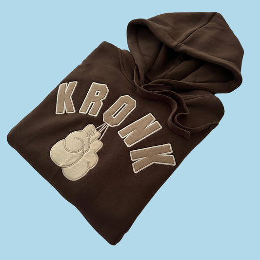 KRONK Gloves Applique Hoodie Loose Fit Dark Brown