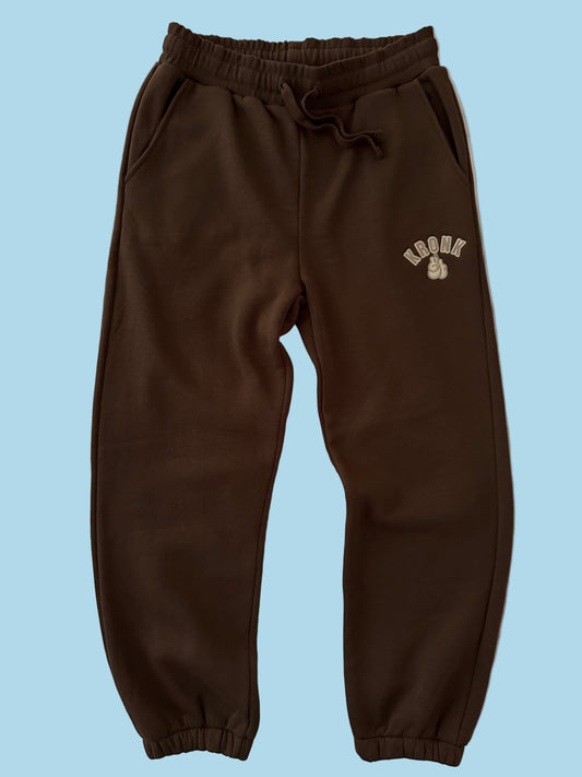 KRONK Gloves Applique Joggers Loose Fit Dark Brown