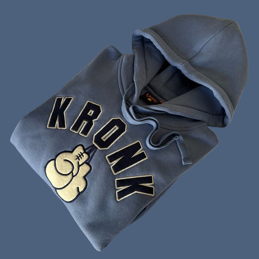 KRONK Gloves Applique Hoodie Loose Fit Steel Blue