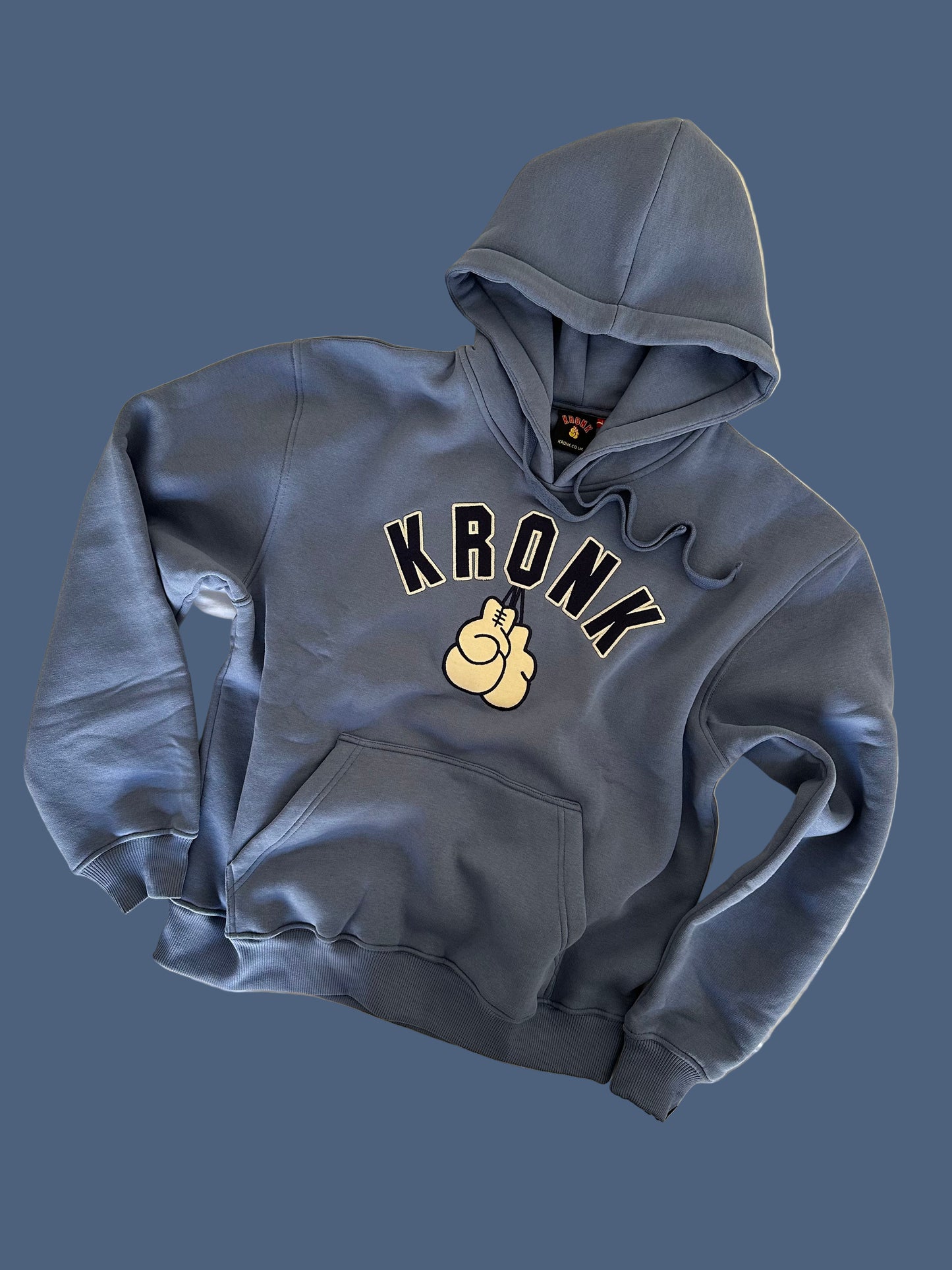 KRONK Gloves Applique Hoodie Loose Fit Steel Blue