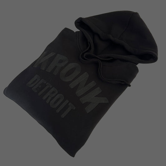 KRONK Detroit Chain Stitch Loose Fit Hoodie Black Stealth