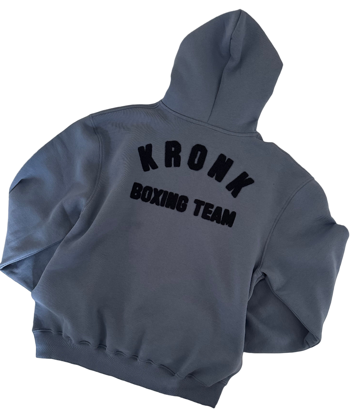 KRONK Boxing Team Towelling Applique Hoodie Loose Fit Steel Blue
