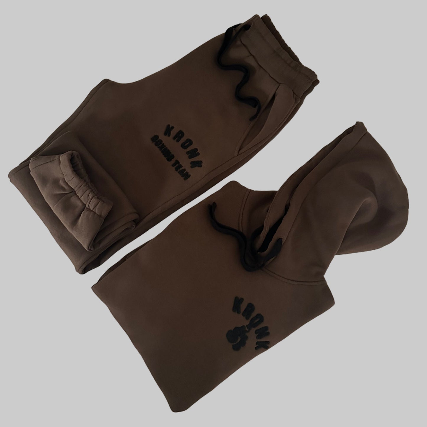KRONK Boxing Team Towelling Applique Joggers Loose Fit Dark Brown