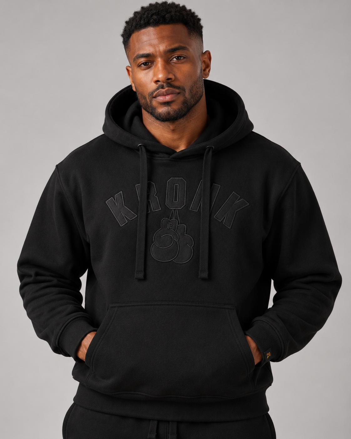 KRONK Gloves Applique Tracksuit Loose Fit Black Stealth