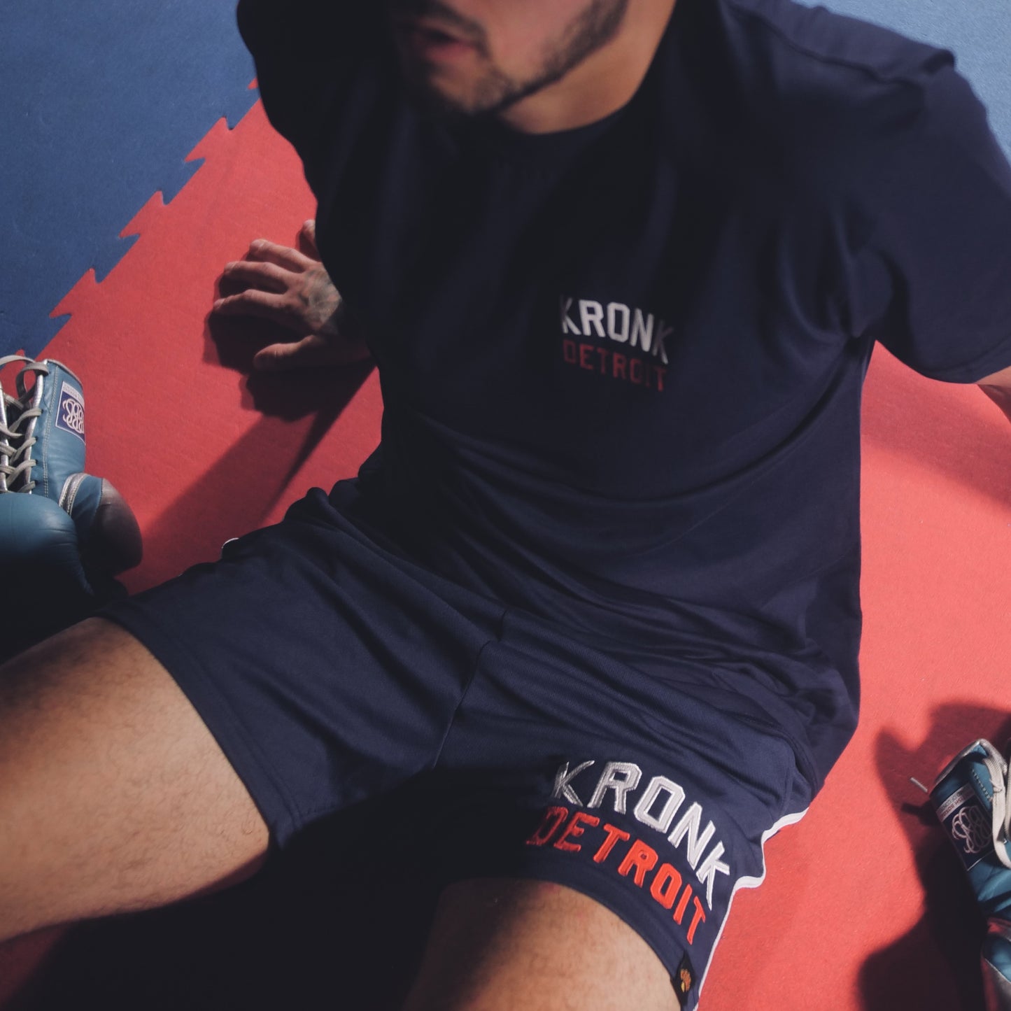 KRONK Iconic Detroit Applique Lined Shorts Navy