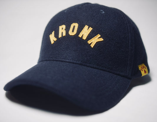 KRONK Collegiate Felt Cap: Navy with Yellow Felt Embroidery