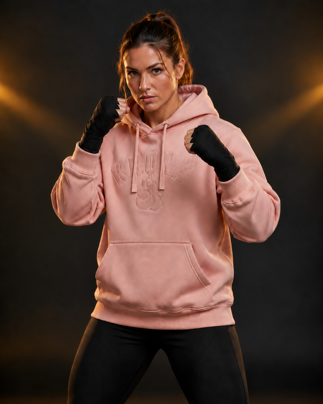 KRONKWOMEN Gloves Applique Hoodie Loose Fit Pink