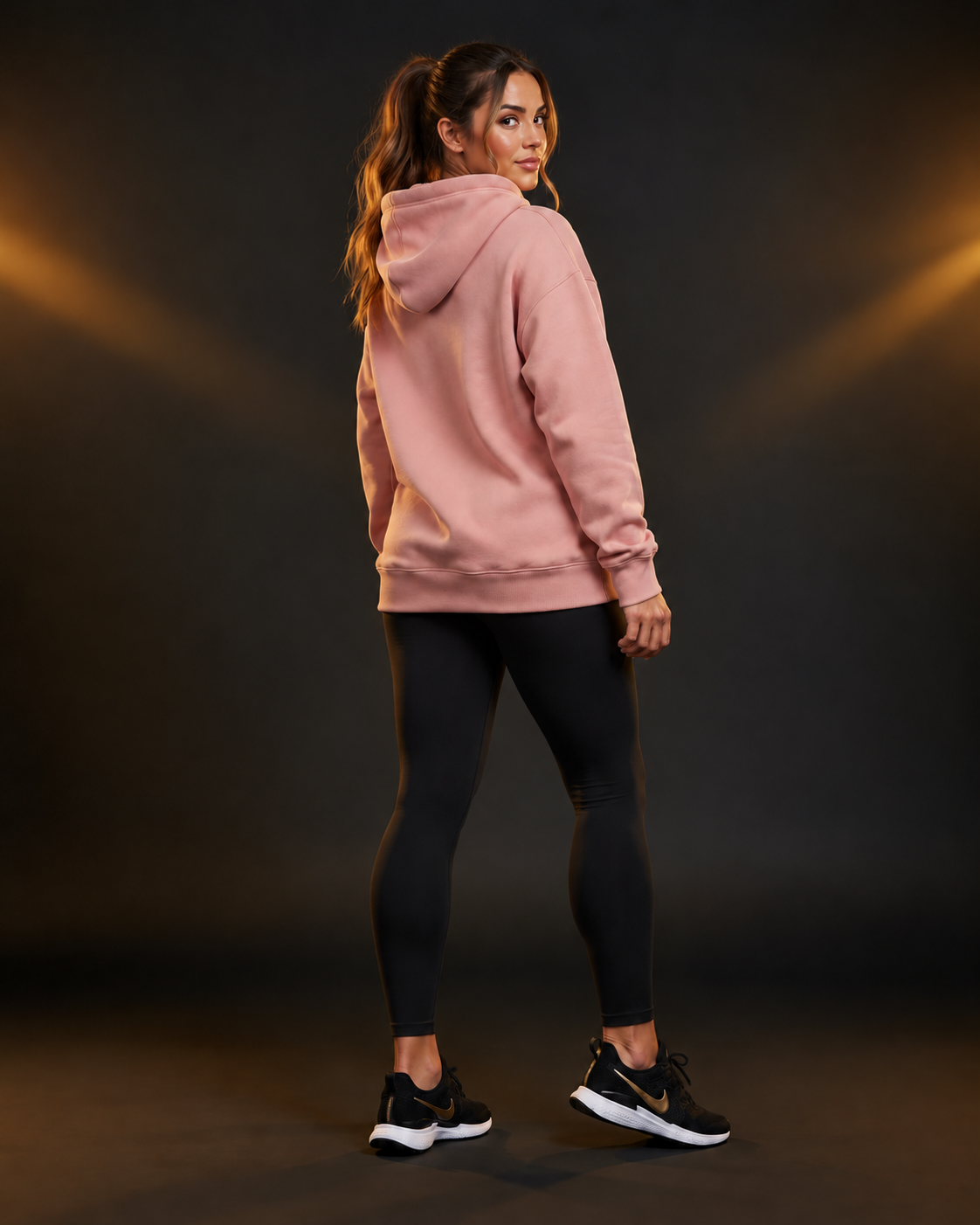 KRONKWOMEN Gloves Applique Hoodie Loose Fit Pink