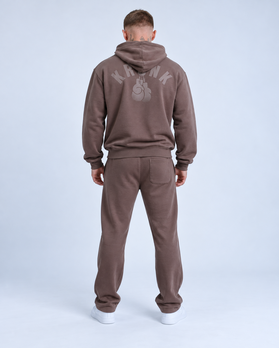 KRONK Faded Gloves Vintage wash Straight Leg Joggers Loose Fit Dark Brown