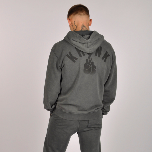 KRONK Faded Gloves Vintage Wash Hoodie Loose Fit Charcoal
