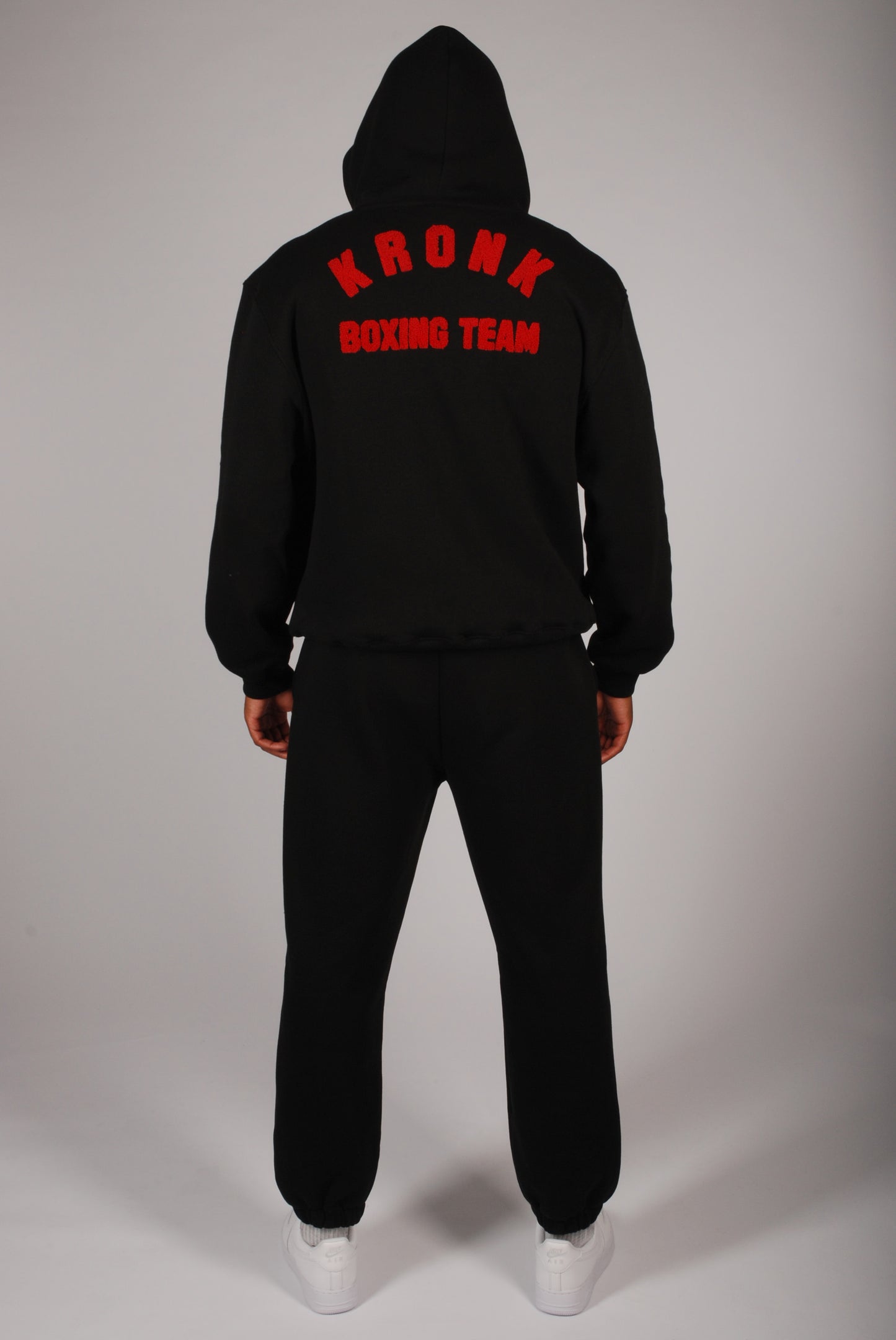 KRONK Boxing Team Towelling Applique Joggers Loose Fit Black