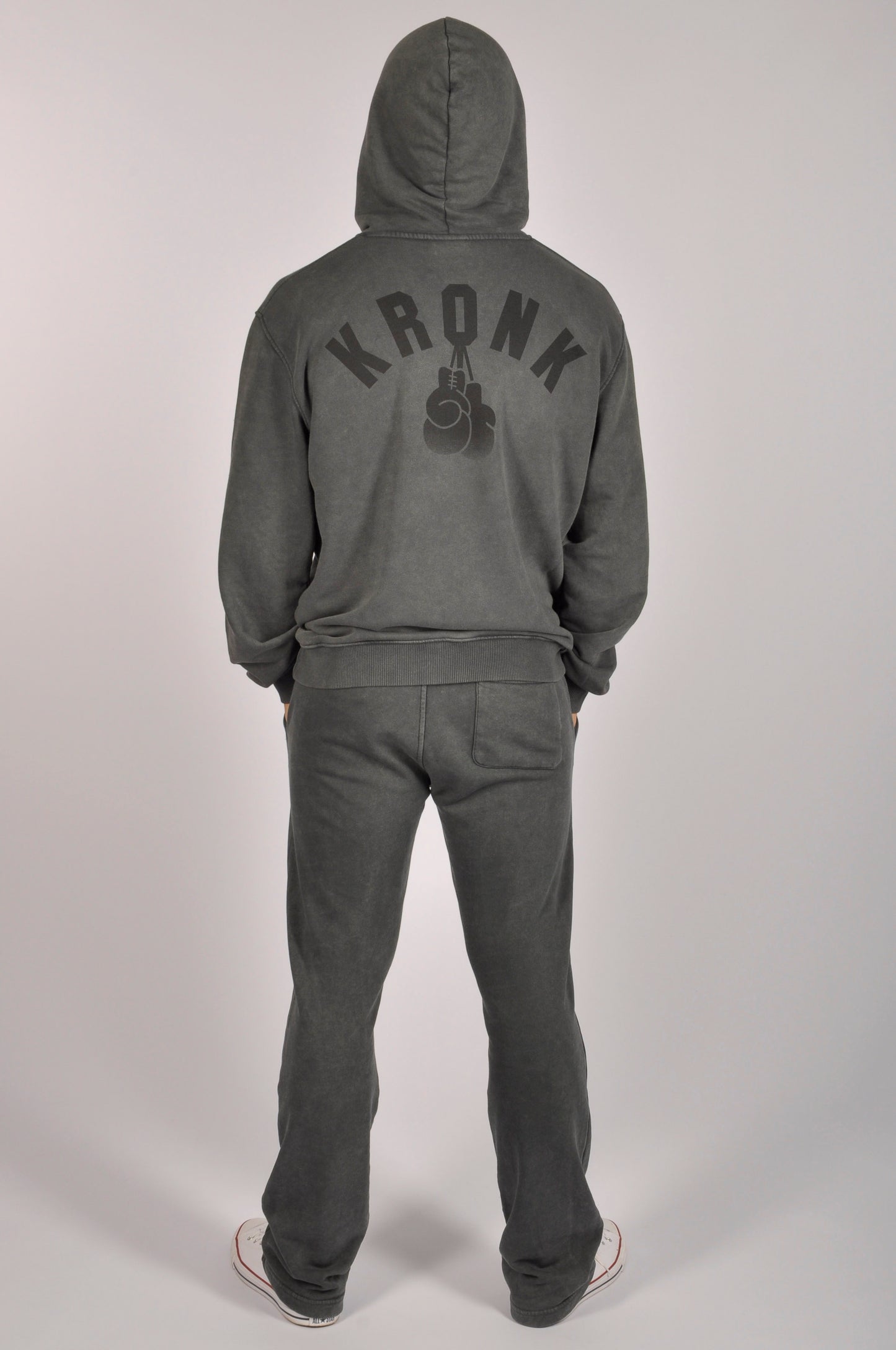 KRONK Faded Gloves Vintage Wash Hoodie Loose Fit Charcoal