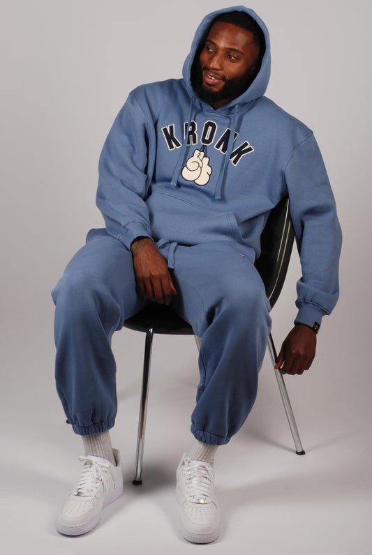 KRONK Gloves Applique Hoodie Loose Fit Steel Blue