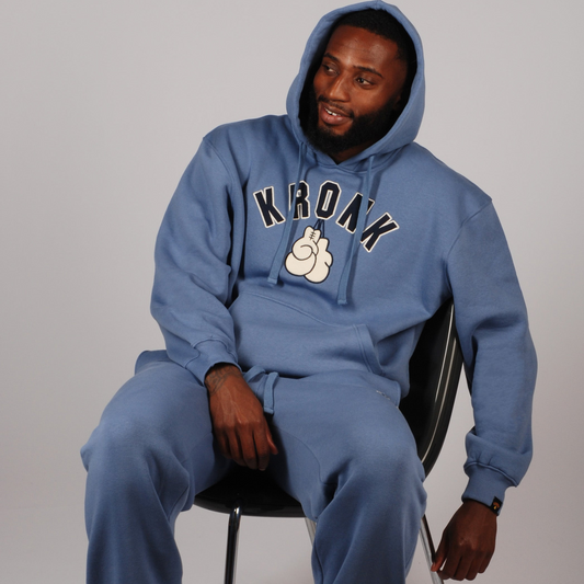 KRONK Gloves Applique Hoodie Loose Fit Steel Blue