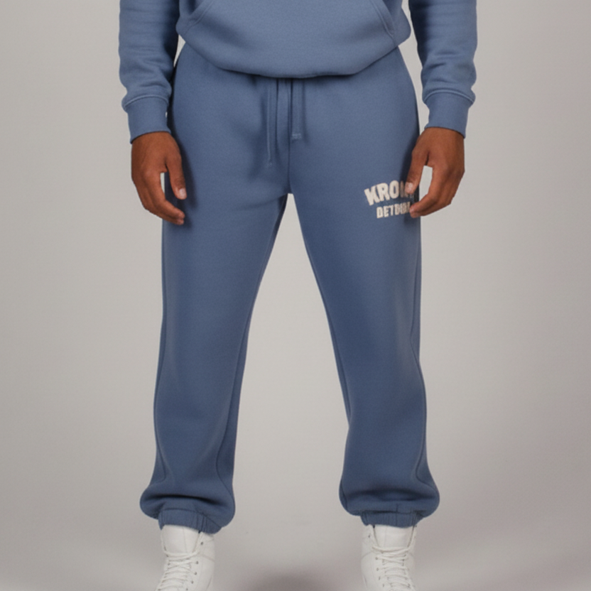 KRONK Detroit Chain Stitch Loose Fit Tracksuit Steel Blue