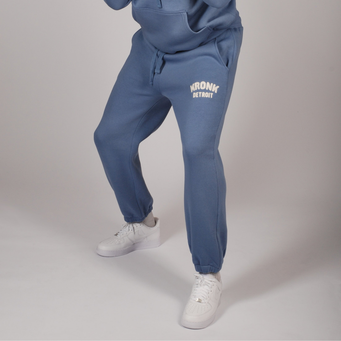 KRONK Detroit Chain Stitch Loose Fit Joggers Steel Blue