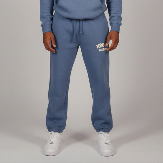 KRONK Detroit Chain Stitch Loose Fit Joggers Steel Blue