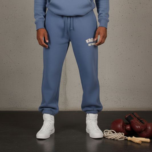 KRONK Detroit Chain Stitch Loose Fit Joggers Steel Blue