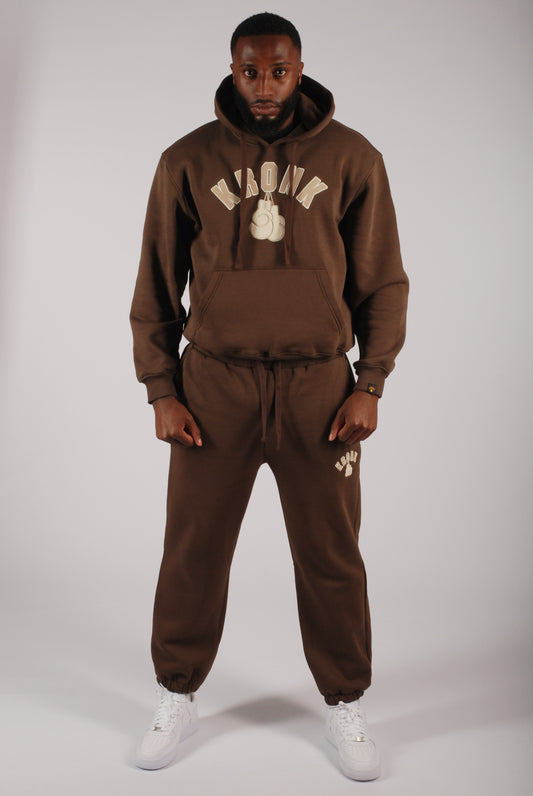 KRONK Gloves Applique Loose Fit Tracksuit Dark Brown