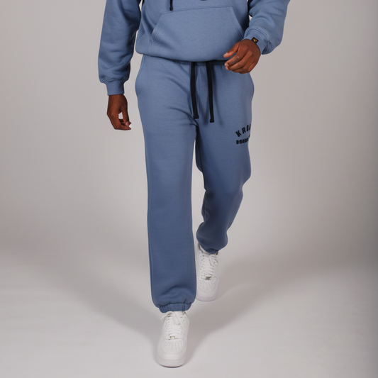KRONK Boxing Team Towelling Applique Joggers Loose Fit Steel Blue