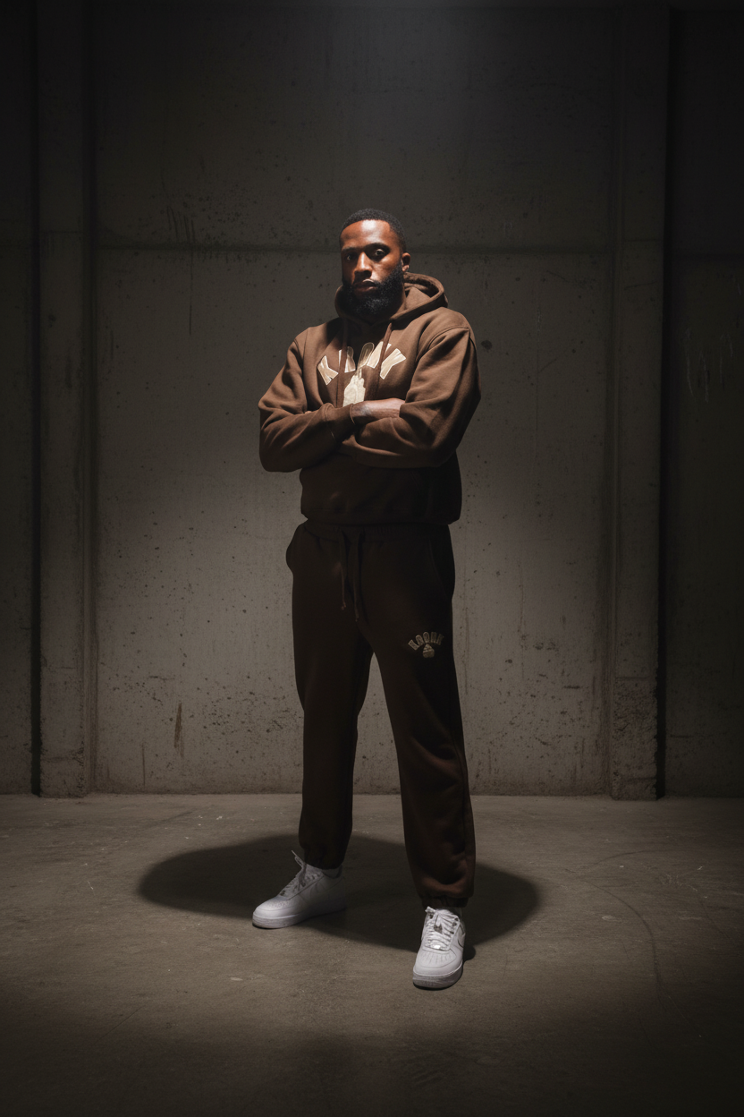 KRONK Gloves Applique Joggers Loose Fit Dark Brown