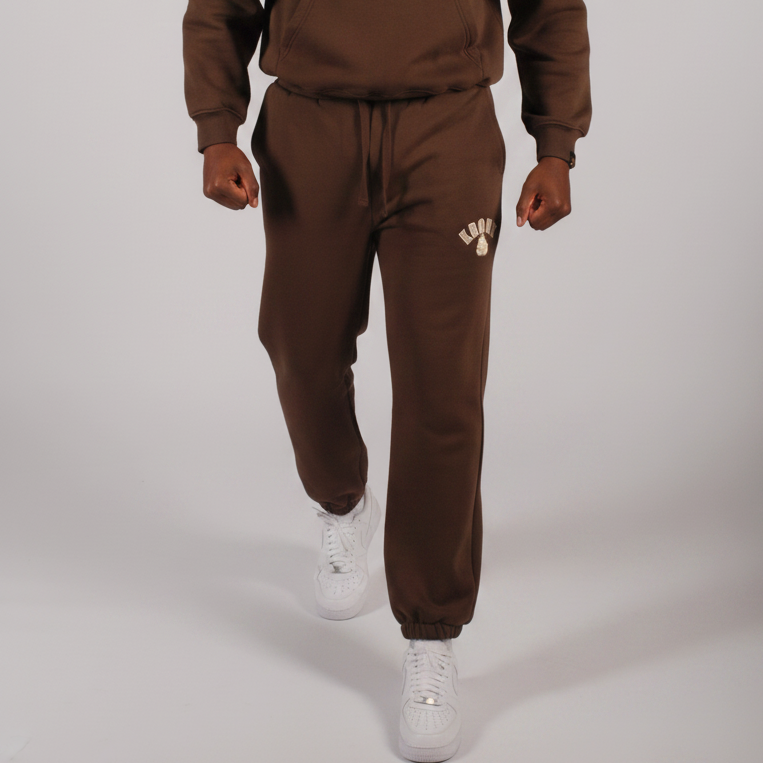 KRONK Gloves Applique Joggers Loose Fit Dark Brown