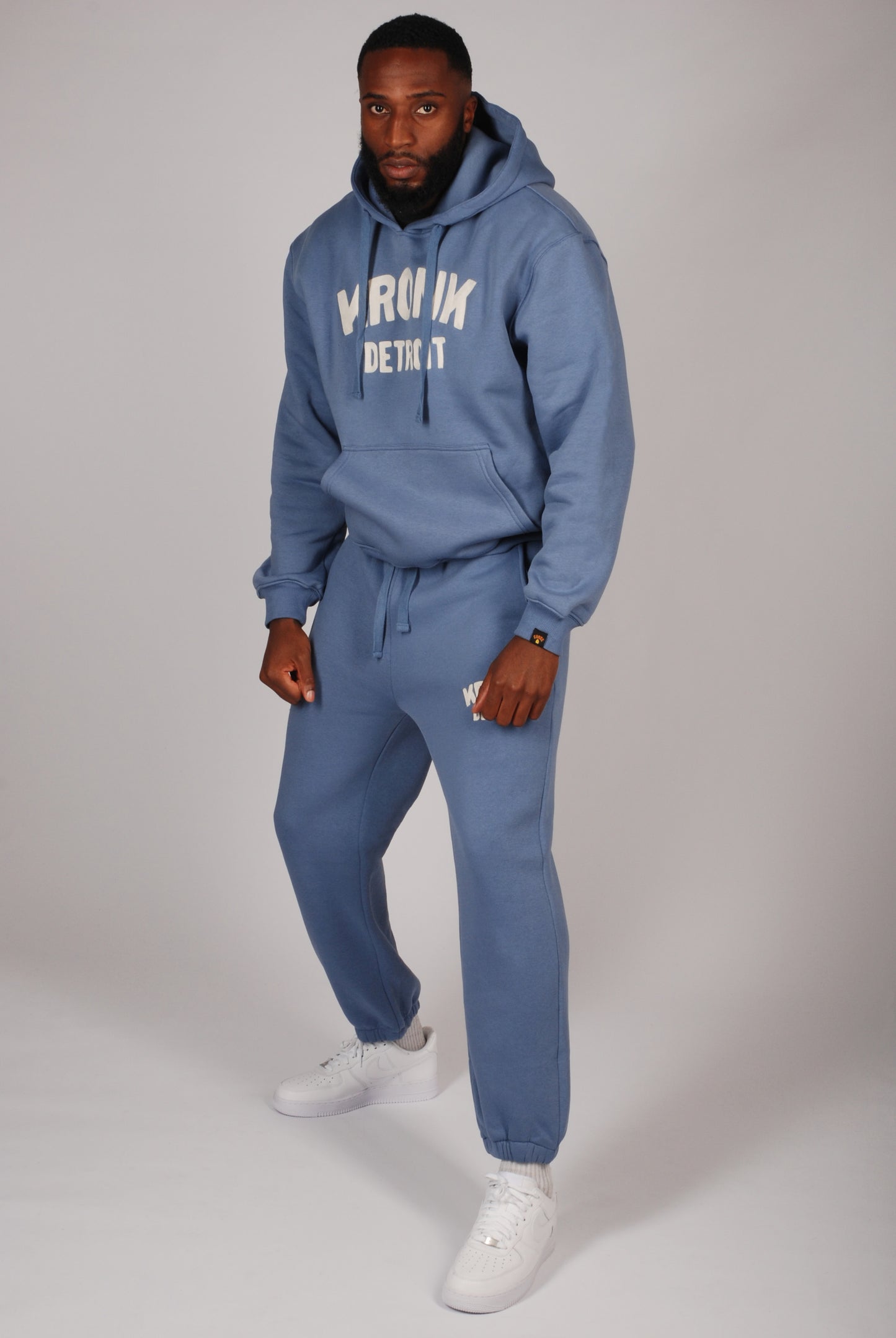 KRONK Detroit Chain Stitch Loose Fit Joggers Steel Blue