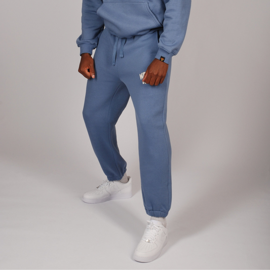 KRONK Detroit Chain Stitch Loose Fit Joggers Steel Blue