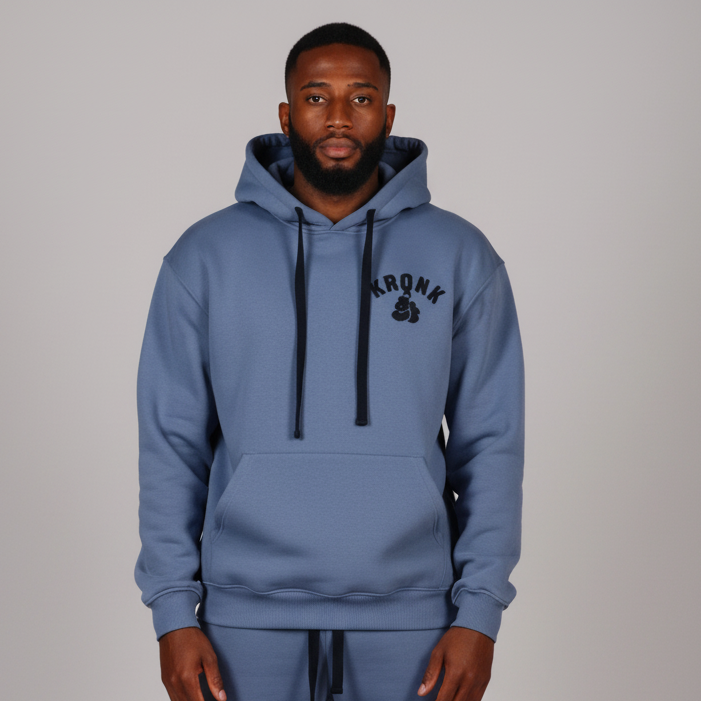 KRONK Boxing Team Towelling Applique Loose Fit Tracksuit Steel Blue