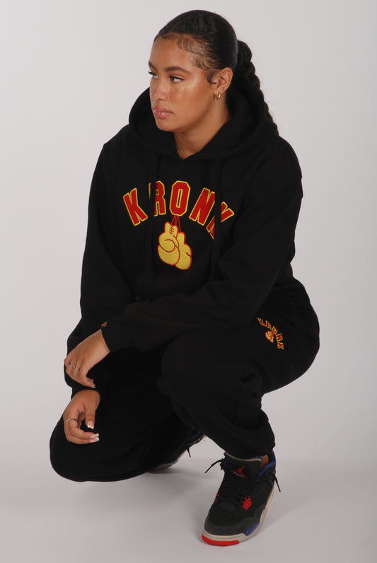 KRONKWOMEN Gloves Applique Hoodie Loose Fit Black