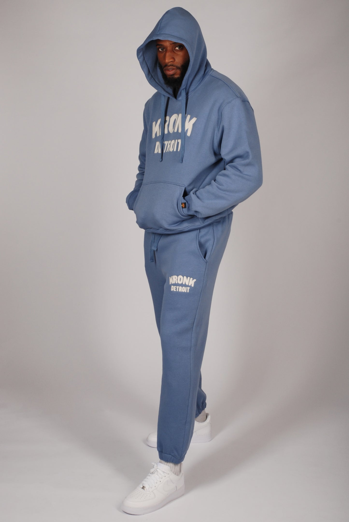 KRONK Detroit Chain Stitch Loose Fit Joggers Steel Blue