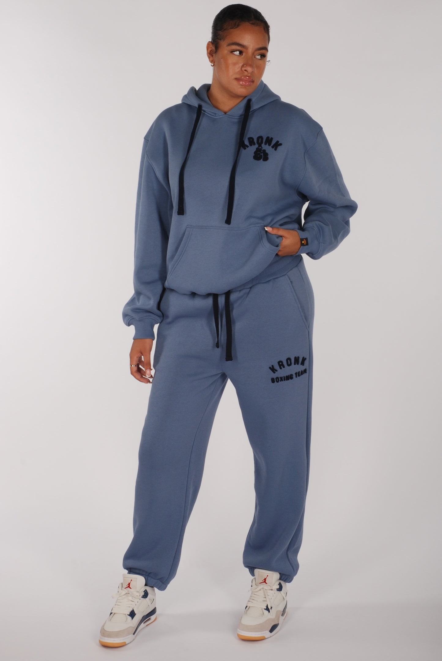 KRONKWOMEN Boxing Team Joggers Loose Fit Steel Blue