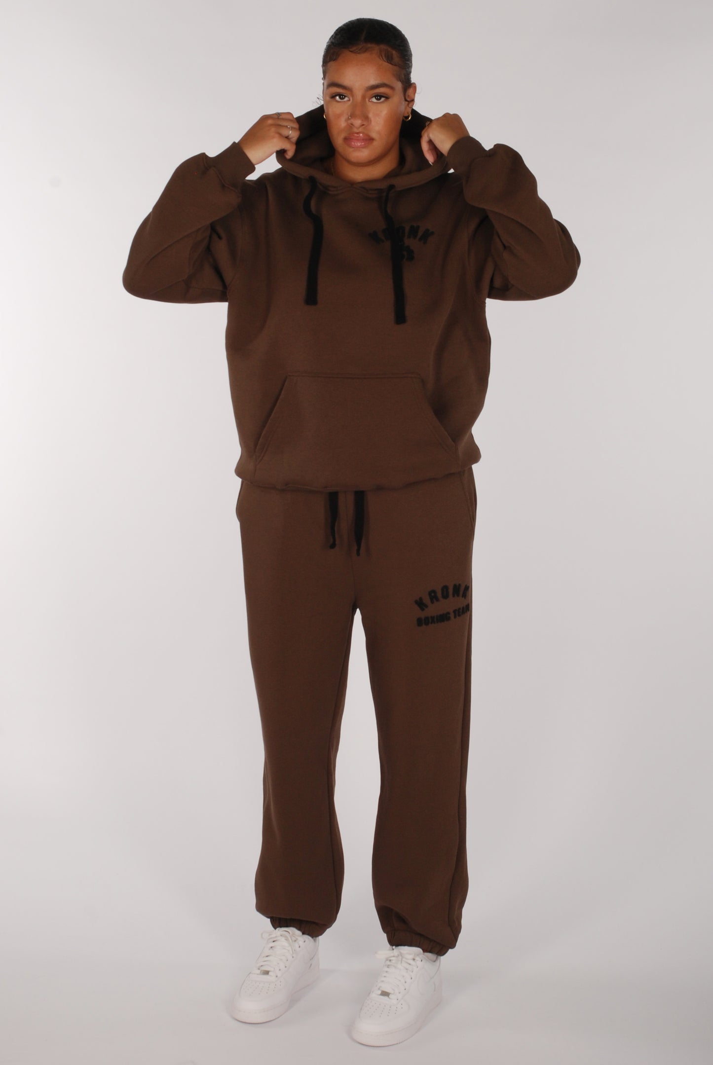 KRONKWOMEN Boxing Team Hoodie Loose Fit Dark Brown