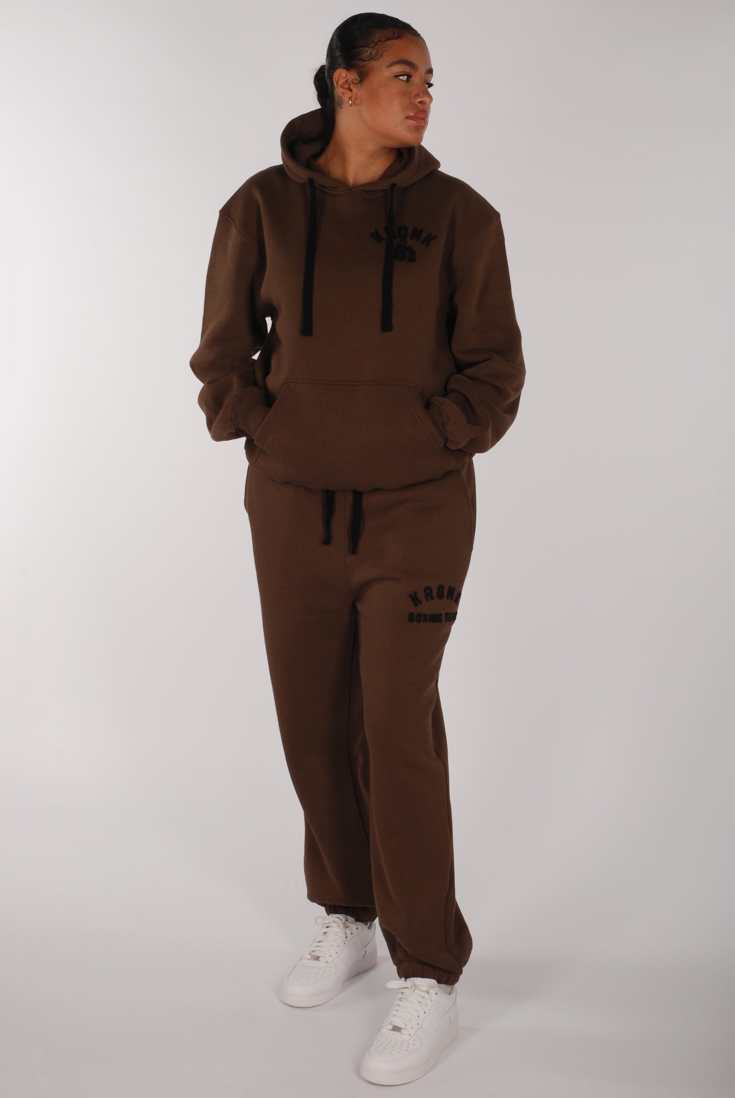 KRONKWOMEN Boxing Team Joggers Loose Fit Dark Brown