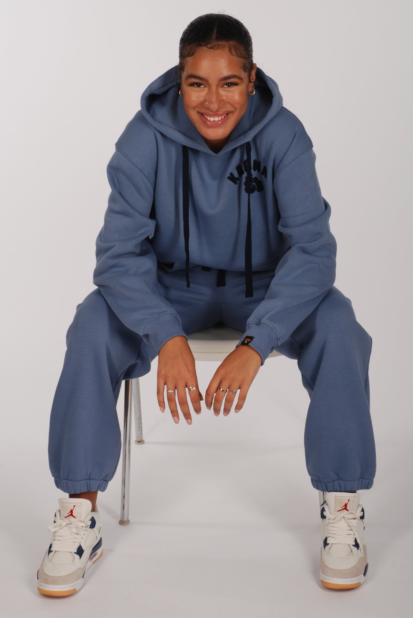 KRONKWOMEN Boxing Team Hoodie Loose Fit Steel Blue