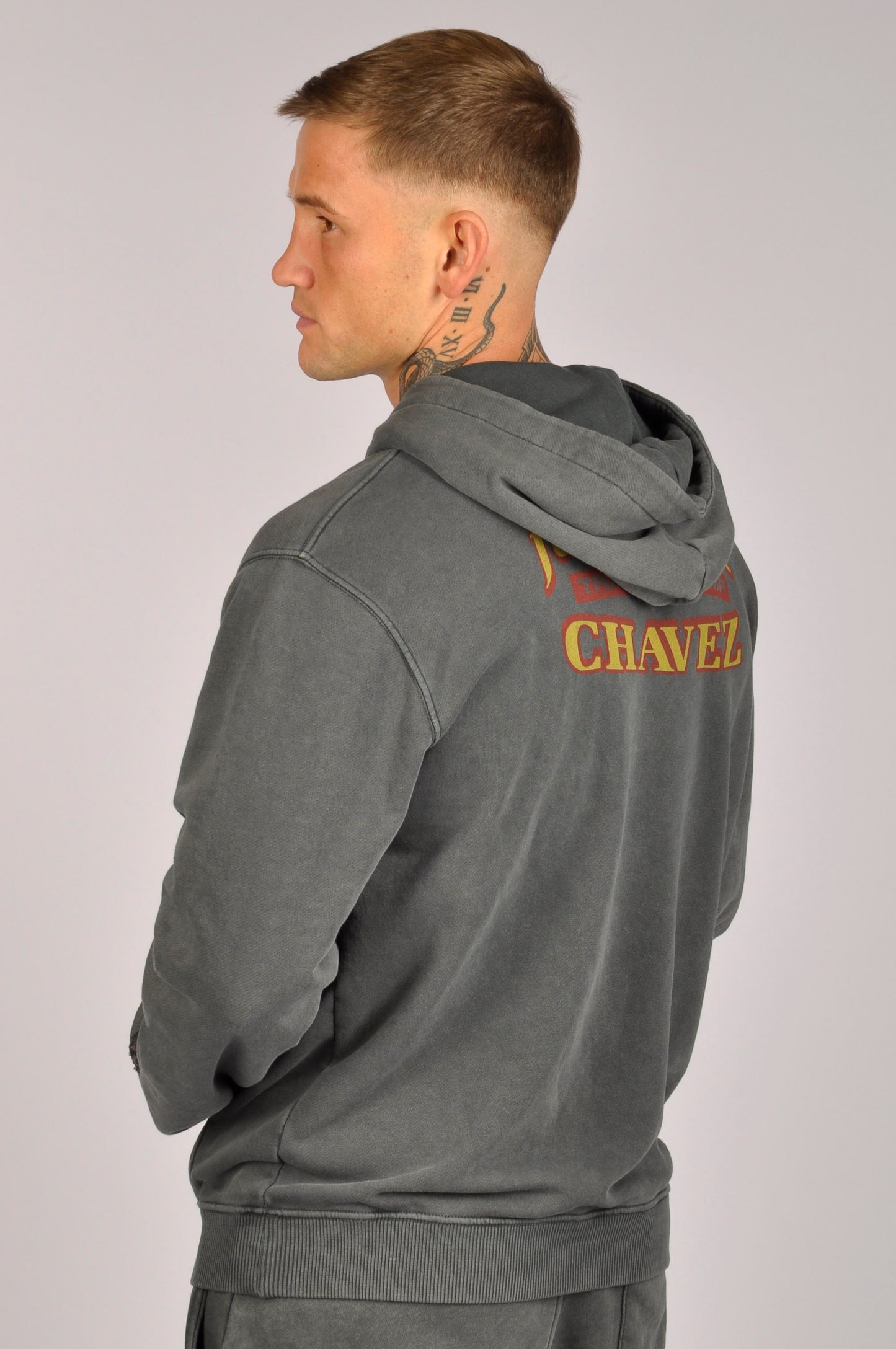 KRONK Chavez Training Camp Vintage Wash Hoodie Loose Fit Charcoal
