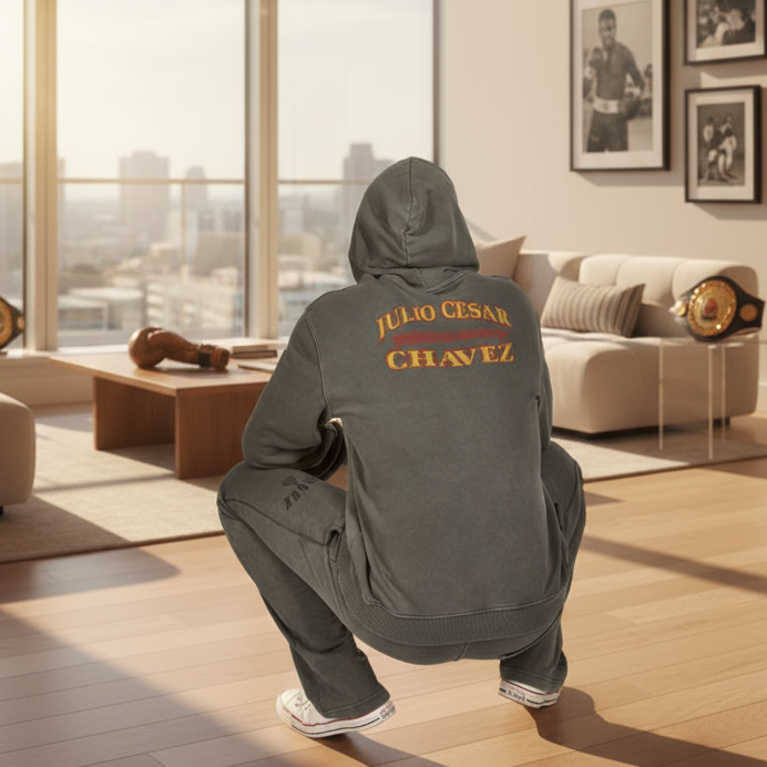 KRONK Chavez Training Camp Vintage Wash Hoodie Loose Fit Charcoal