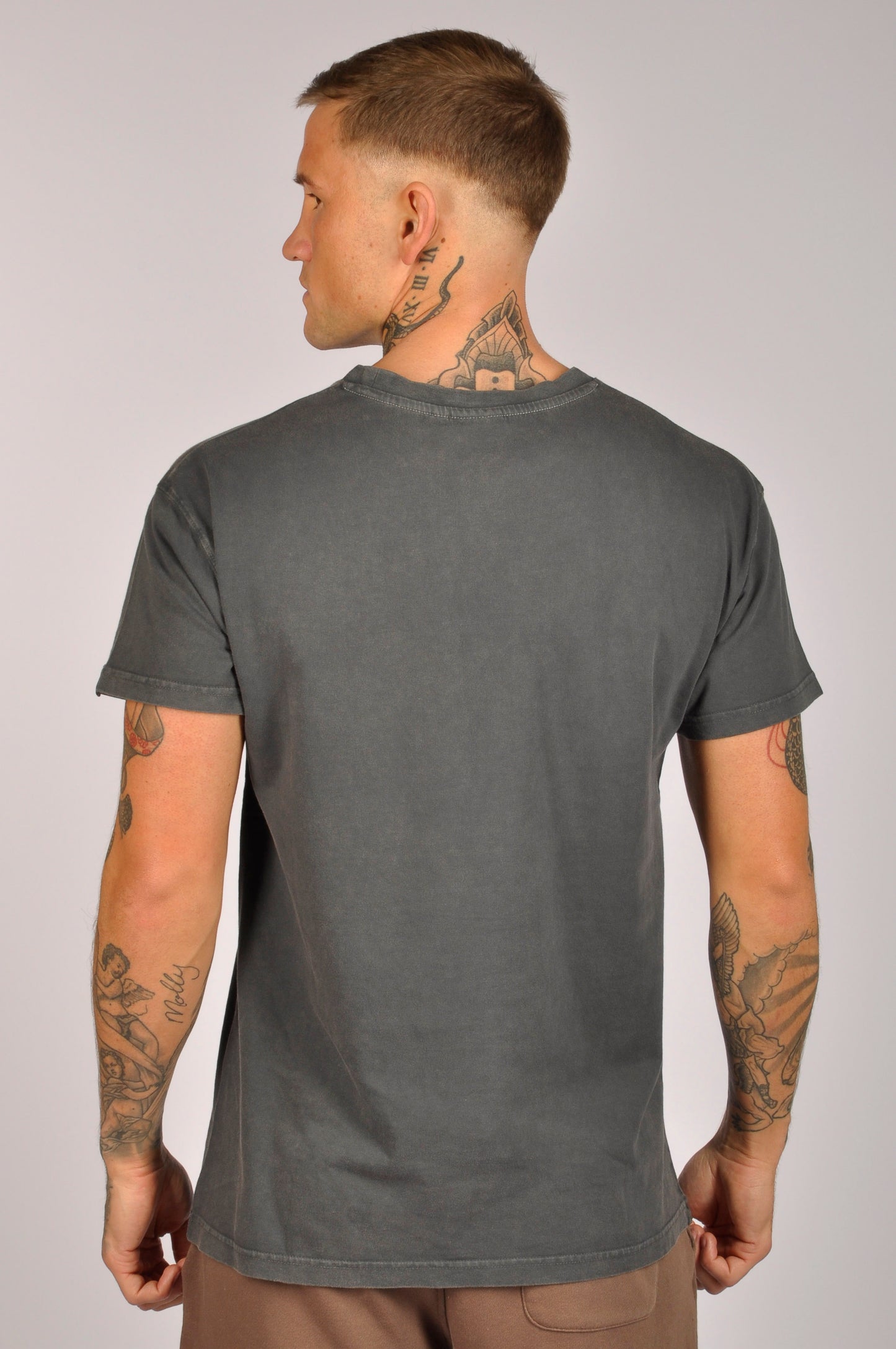 KRONK Faded Leopard Gloves Loose Fit Vintage Wash T Shirt Charcoal