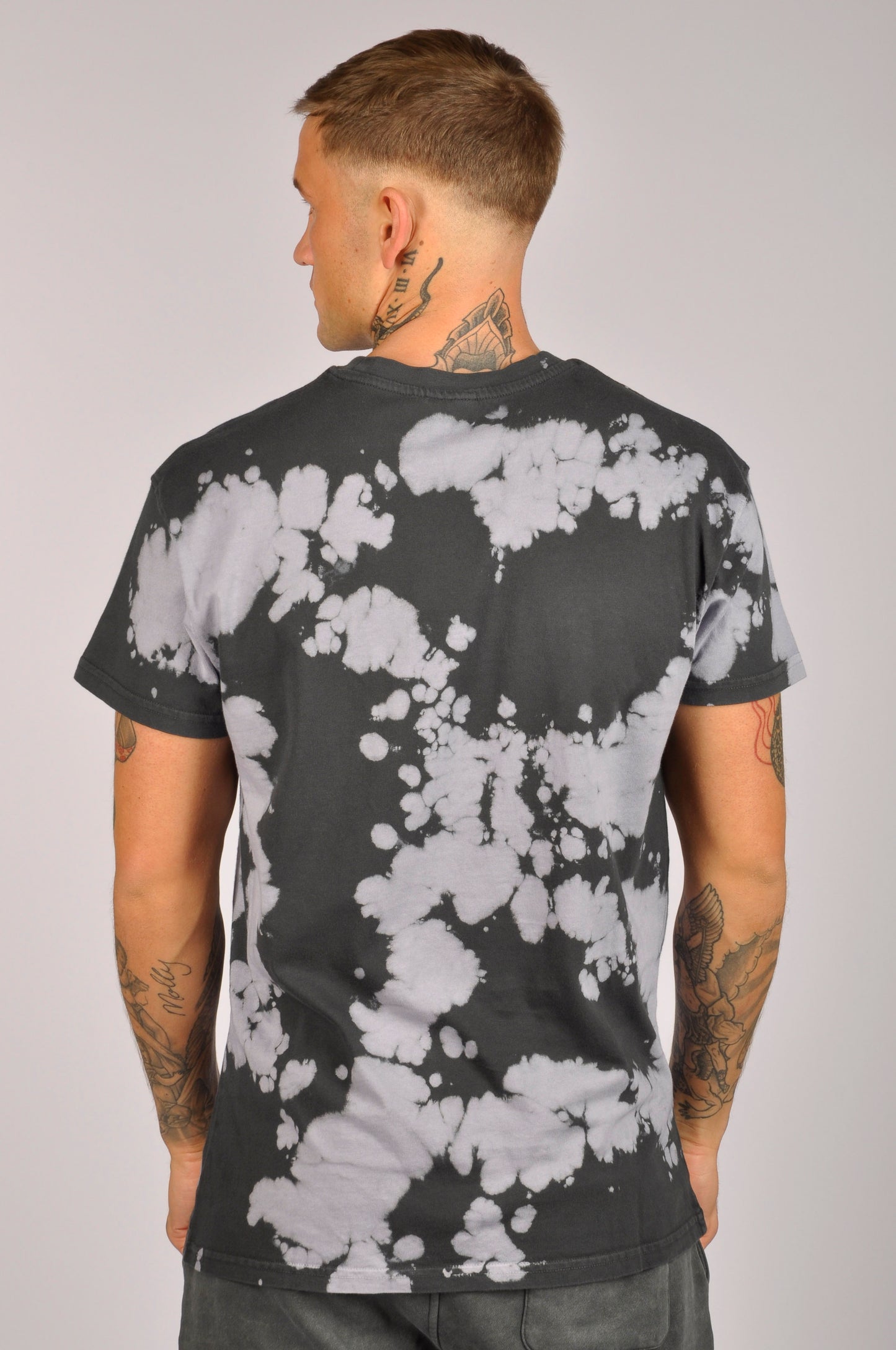 KRONK Snow Wash Faded G Vintage Loose Fit T Shirt Charcoal