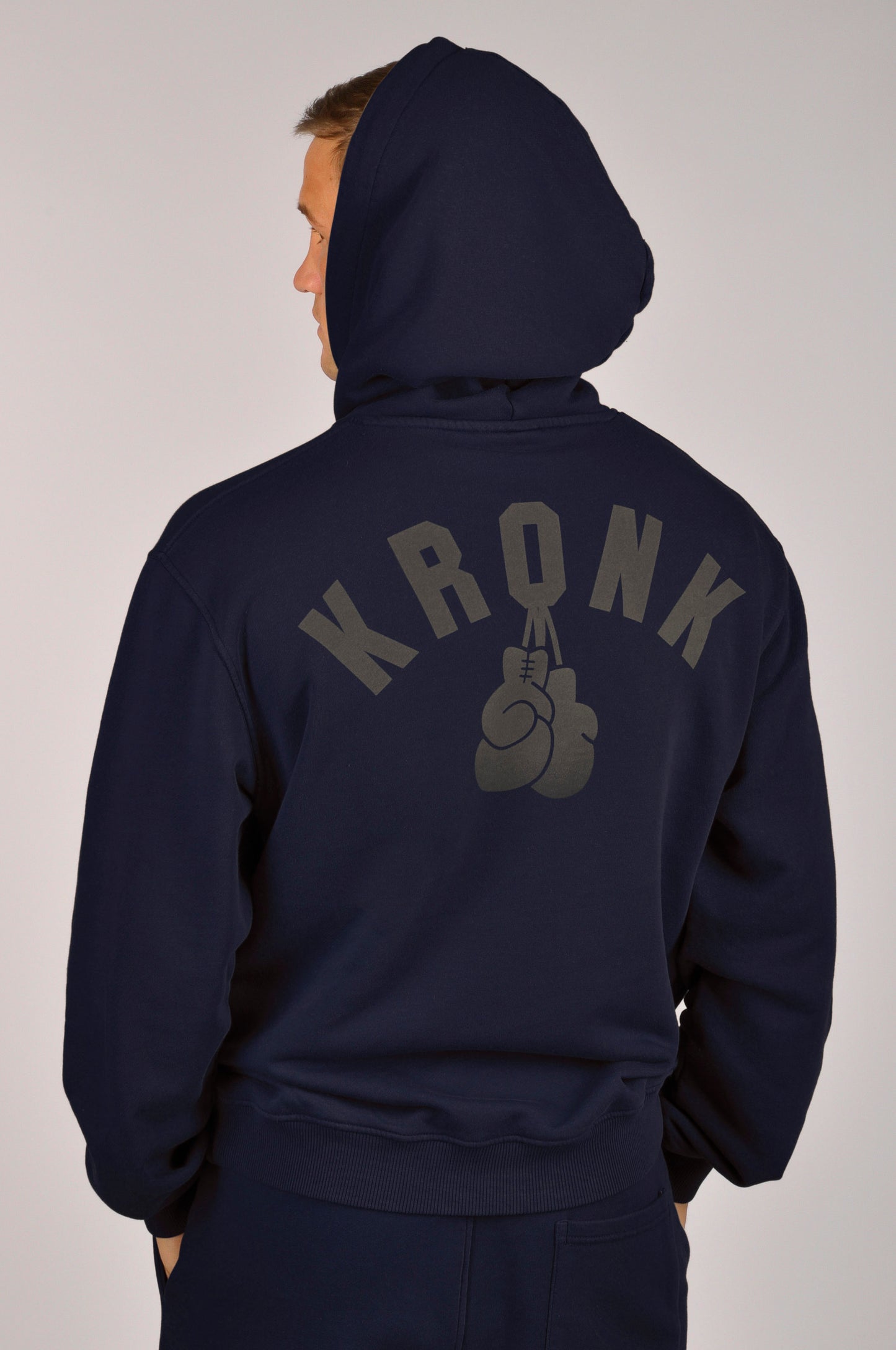 KRONK Faded Gloves Vintage Wash Hoodie Loose Fit Navy