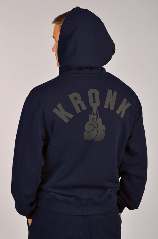 KRONK Faded Gloves Vintage Wash Hoodie Loose Fit Navy
