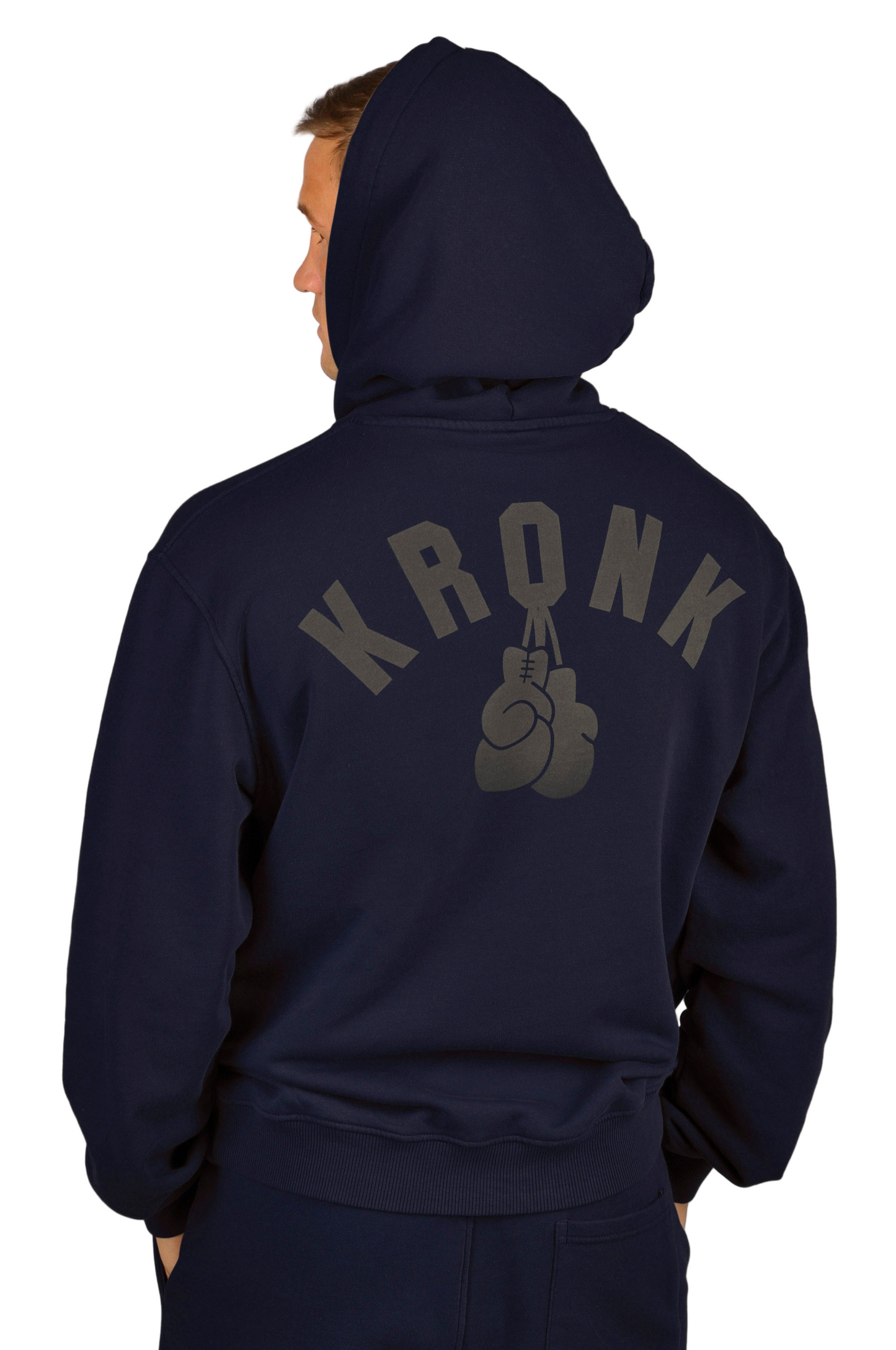 KRONK Faded Gloves Vintage Wash Hoodie Loose Fit Navy