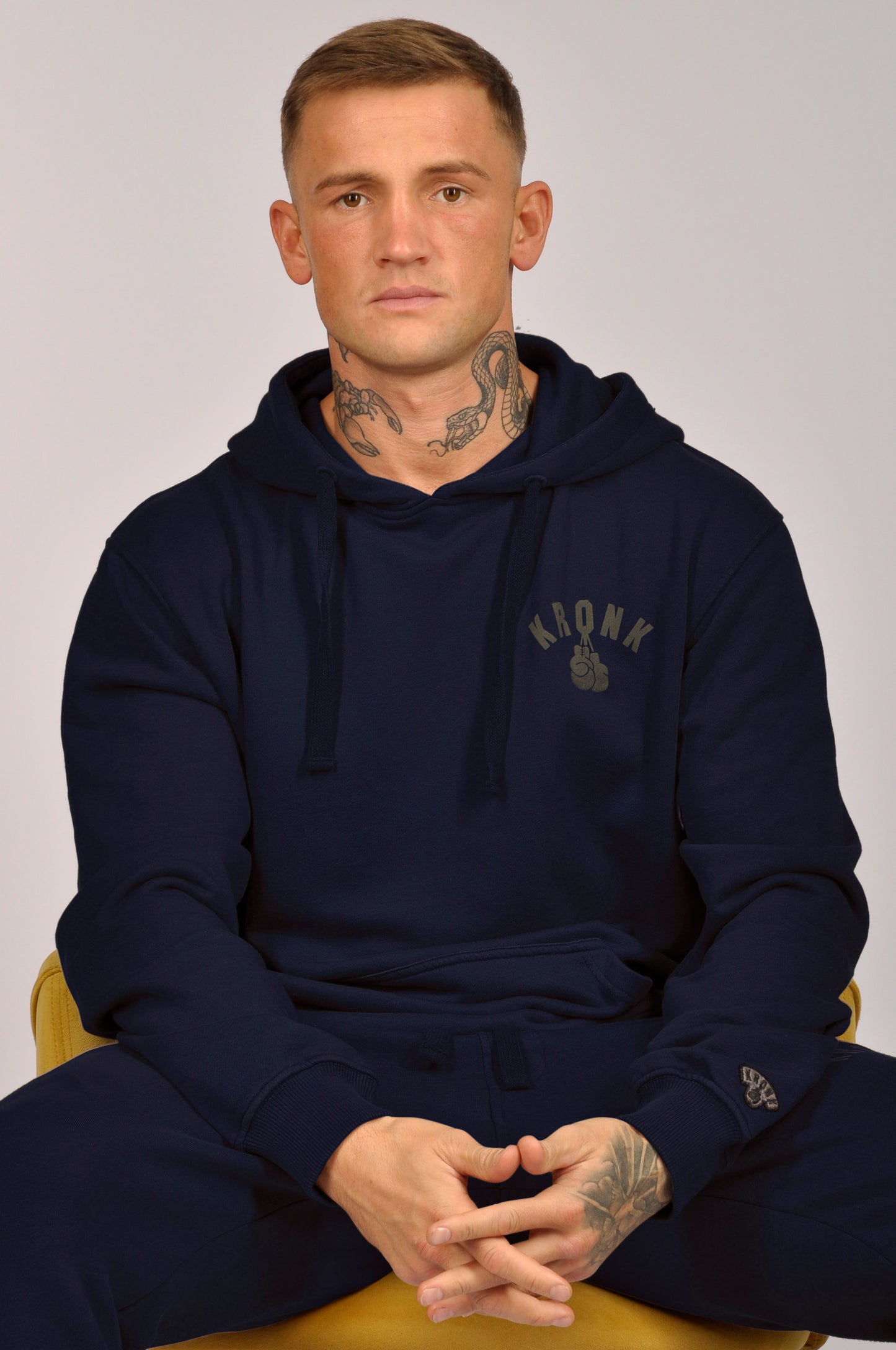 KRONK Faded Gloves Vintage Wash Hoodie Loose Fit Navy