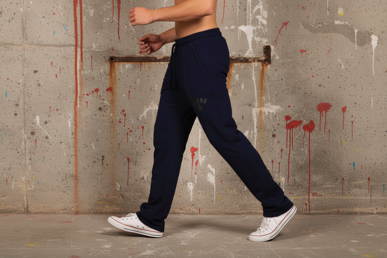 KRONK Faded Gloves Vintage wash Straight Leg Joggers Loose Fit Navy