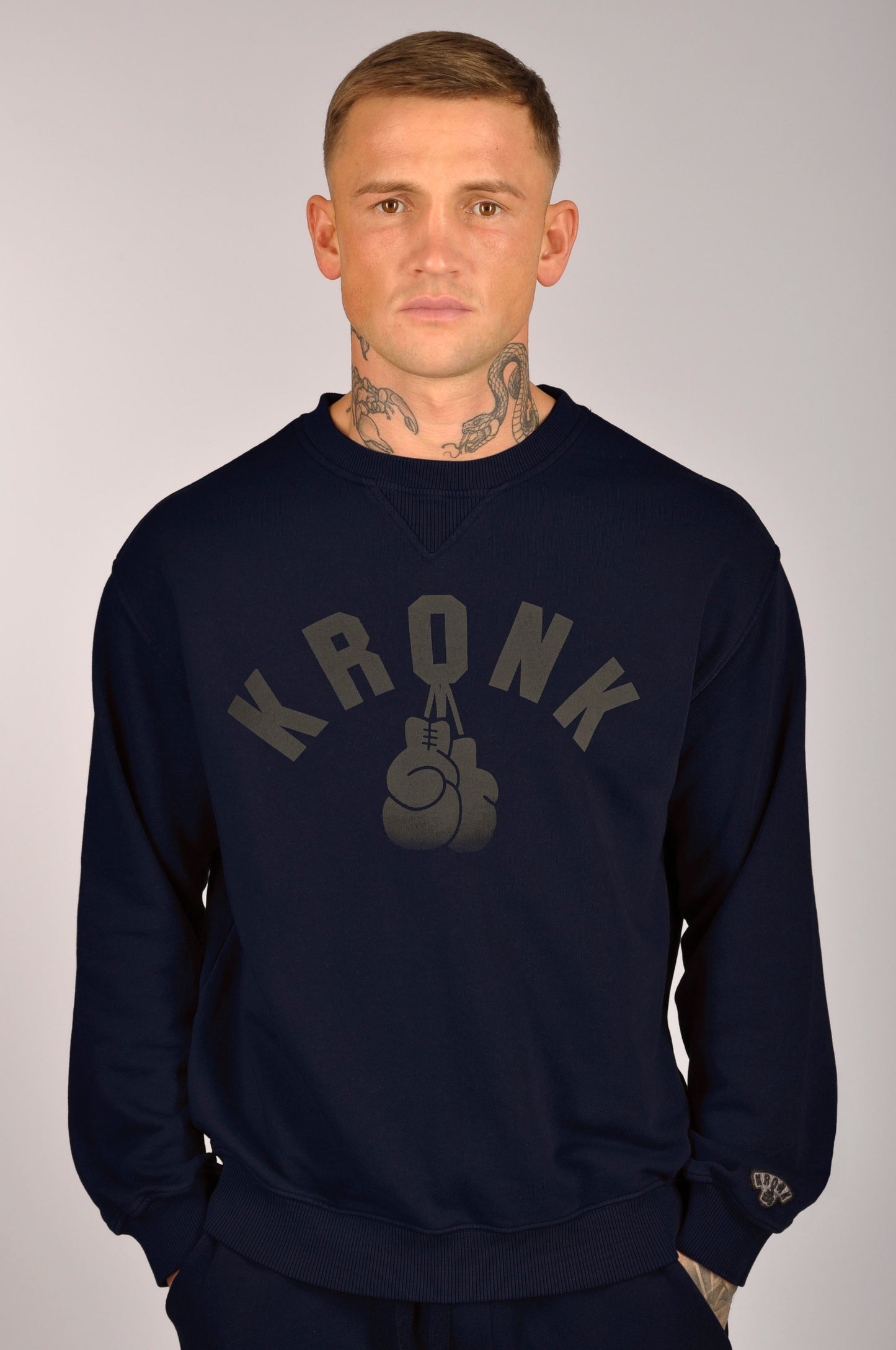 KRONK Faded Gloves Vintage Wash Sweatshirt Loose Fit Navy